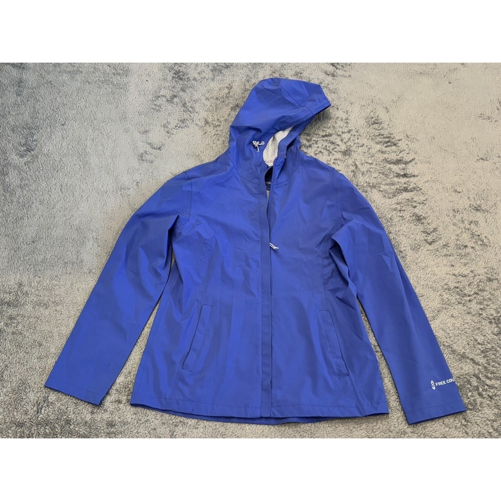 Free Country Winbreaker Jacket Hooded Womens Medium Blue Water Wind Resistant